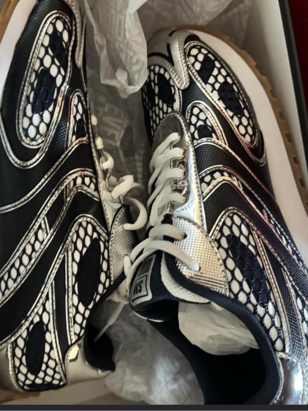 Steve Madden Black White Silver Patterned Sneakers